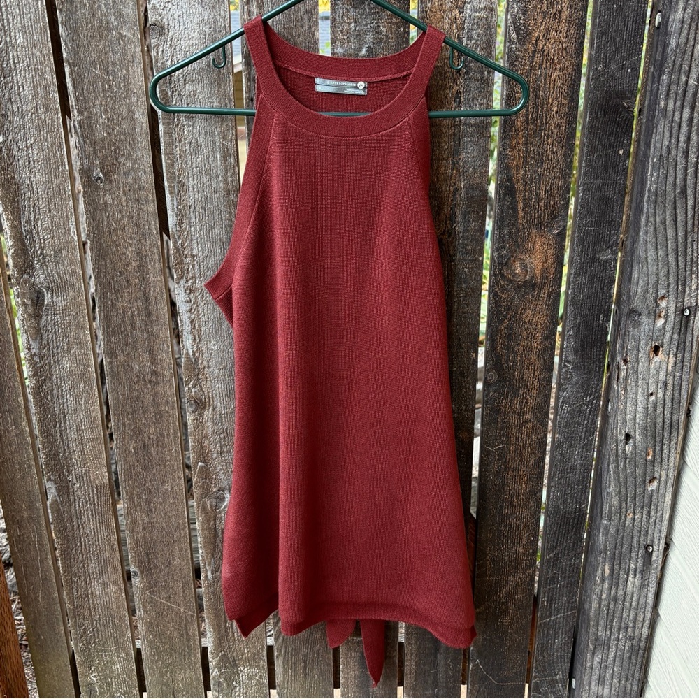 By Anthropologie Annette Belted Knit Tank In Dark Rust Sz M